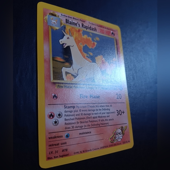 Blaine's Rapidash Pokemon Card - Gym Challenge - NO. 33/132 Uncommon Non-Holo - Picture 4 of 9